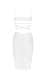 BANDAGE STRAPPY WAIST-TIGHTENING MIDI DRESS IN WHITE