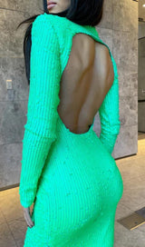 LONG SLEEVES BODYCON MIDI DRESS IN GREEN