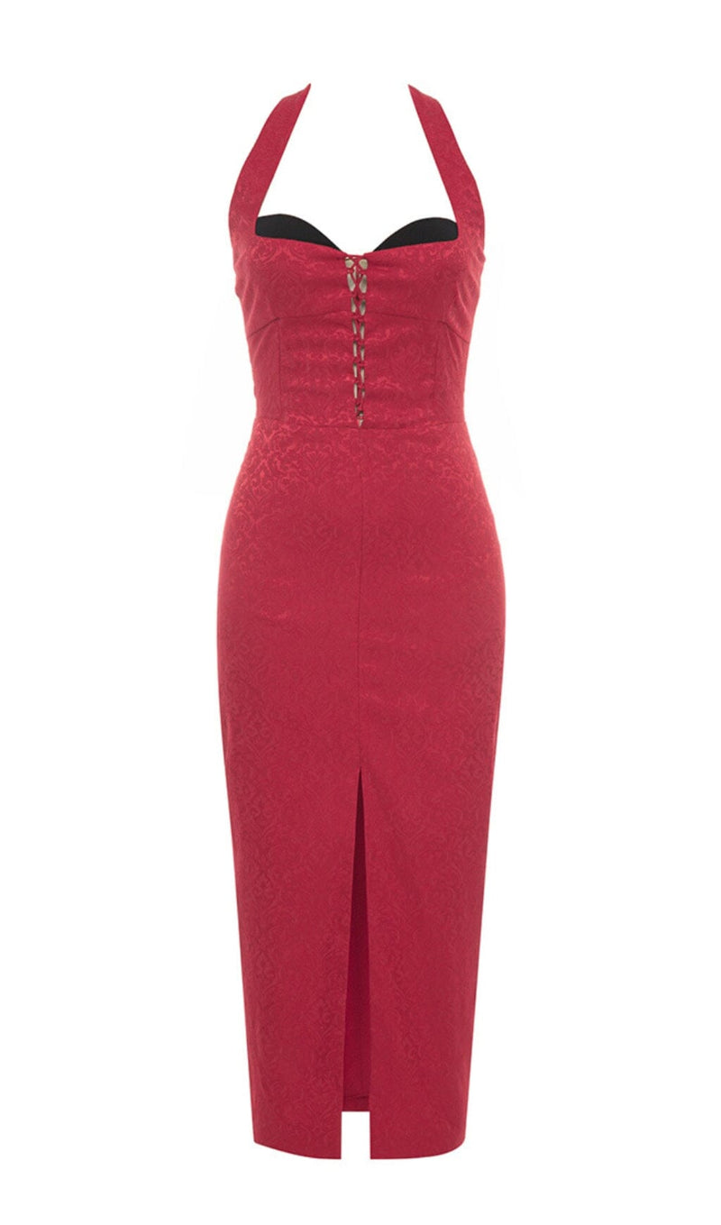 HIP WRAP MAXI DRESS IN RED