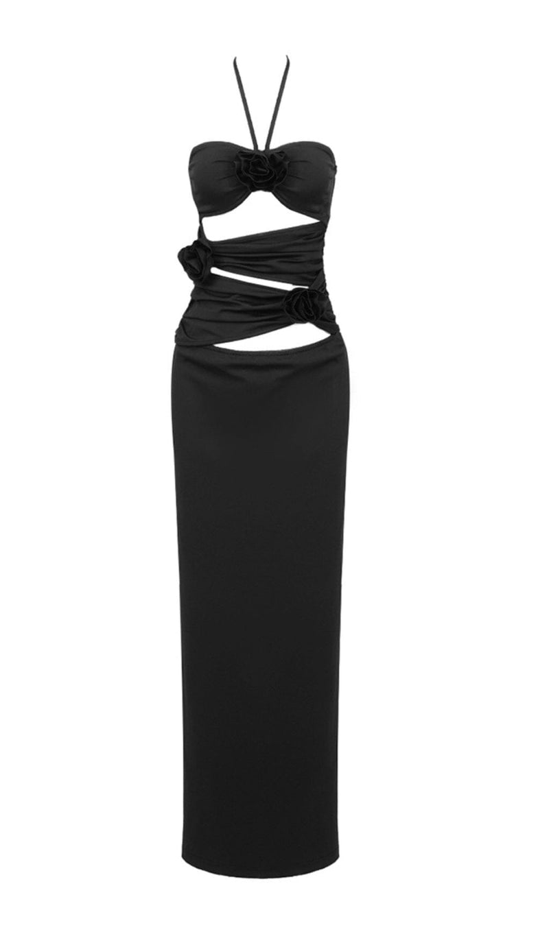 CUT OUT MAXI DRESS IN BLACK