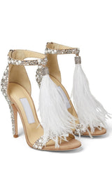 FEATHER PEARL STILETTO HIGH HEELS