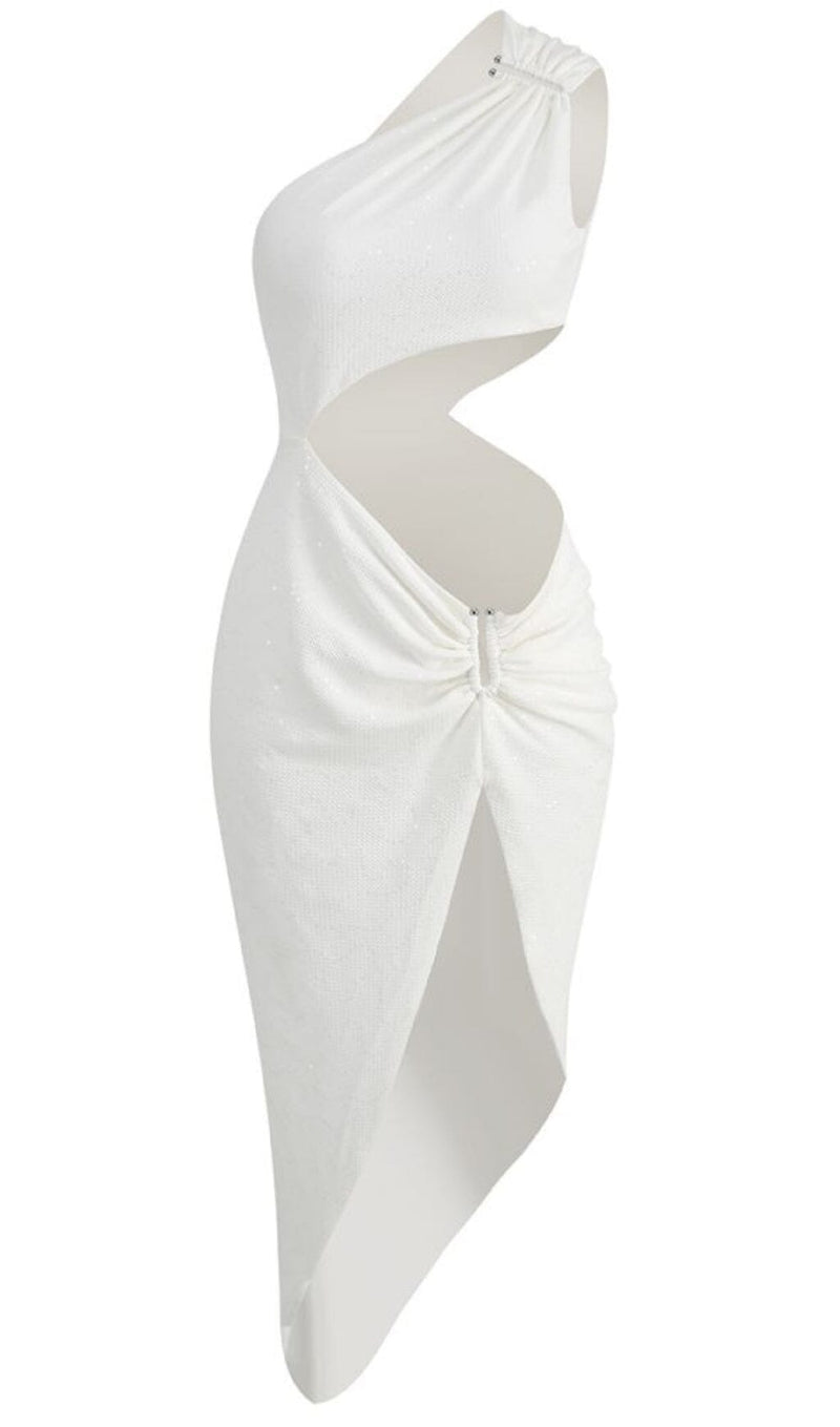 ONE-SHOULDER HIGH LOW DRESS IN WHITE