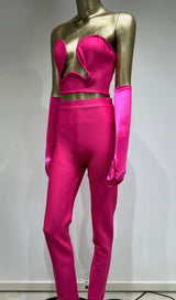 BANDAGE CUTOUT THREE PIECES SUIT IN PINK