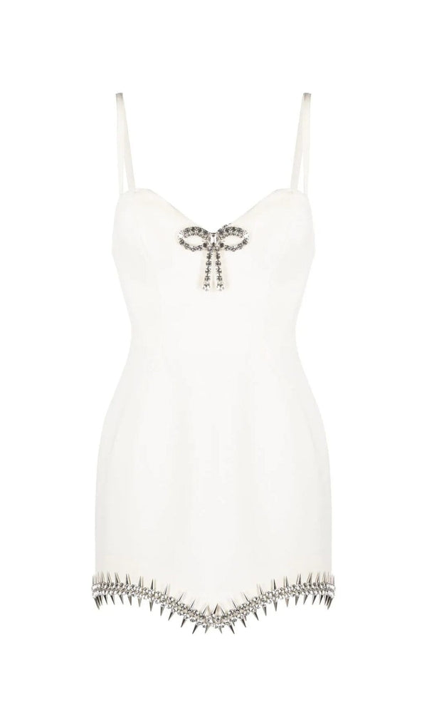 BANDAGE DIAMOND STRAPPY MINI DRESS IN WHITE