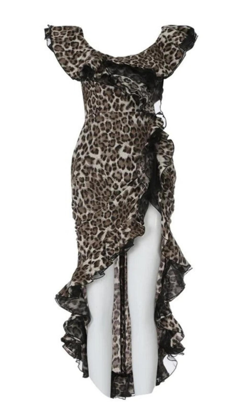 LEOPARD STRAPLESS MINI DRESS