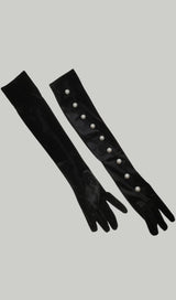 BLACK PEARL EMBELLISHED GLOVES