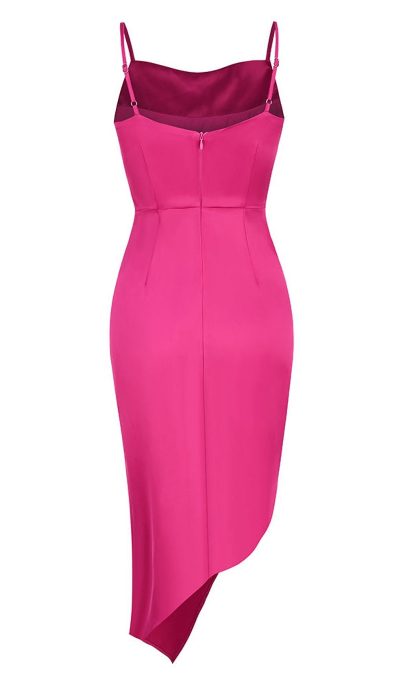 BANDAGE BACKLESS MIDI DRESS IN PINK