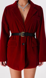 RED VELVET BLAZER WITH BELT