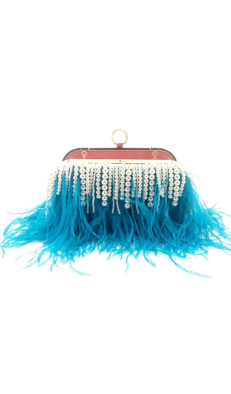 CLUTCH MIT FEDERPERLENKETTE