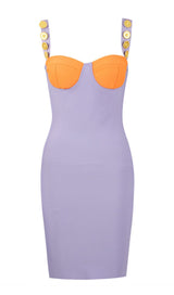 Purple Orange Bandage Mini Dress