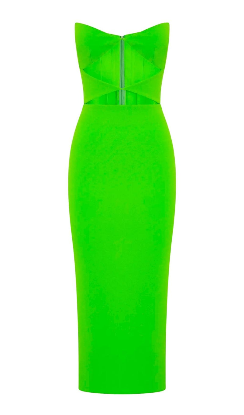 CUT OUT STRAPLESS MIDI DRESS