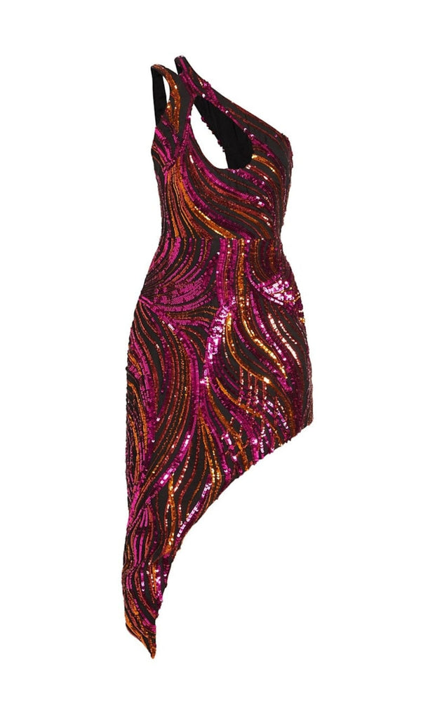 SEQUIN ONE SHOULDER MINI DRESS