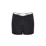 BLACK PLAIN CUTOUT HOOP ACCENT TUBE TOP & SHORTS