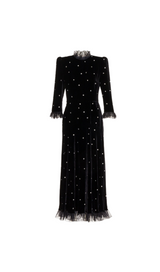 BLACK VELVET DRESS WITH CRYSTALS