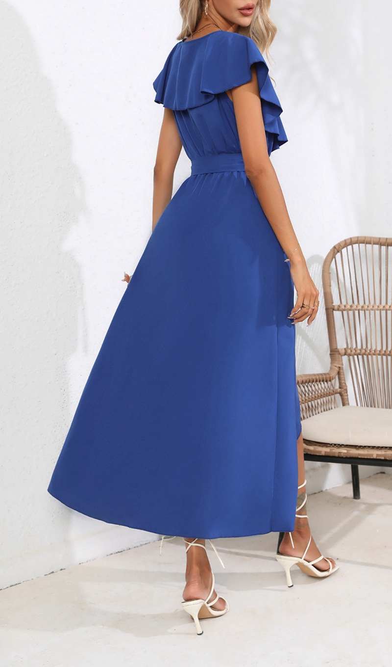 ROYAL BLUE WRAP MIDI DRESS