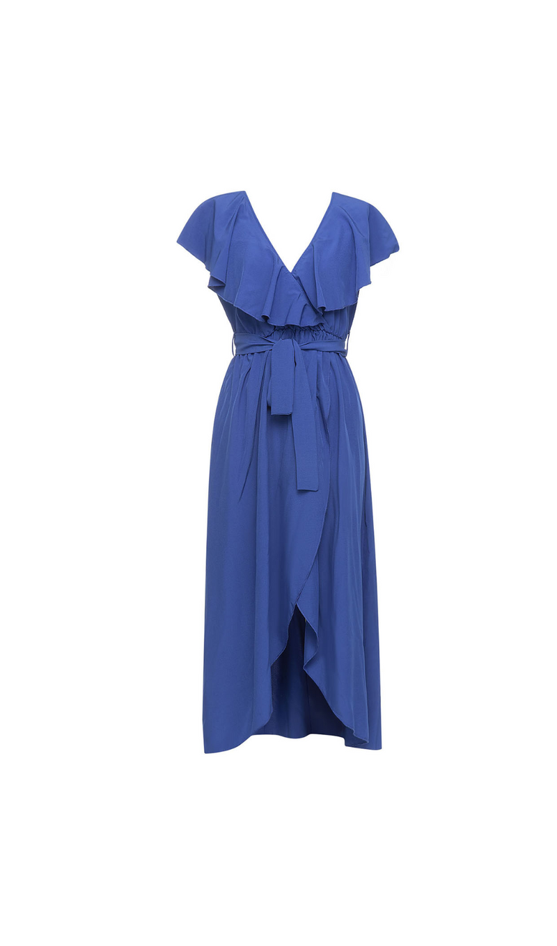 ROYAL BLUE WRAP MIDI DRESS