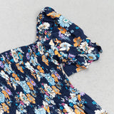 KLEID MIT BLUMENPRINT, RÜSCHEN UND PUFFÄRMELN 