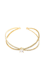 GOLD DIAMANTE PENDANT CUFF BRACELET