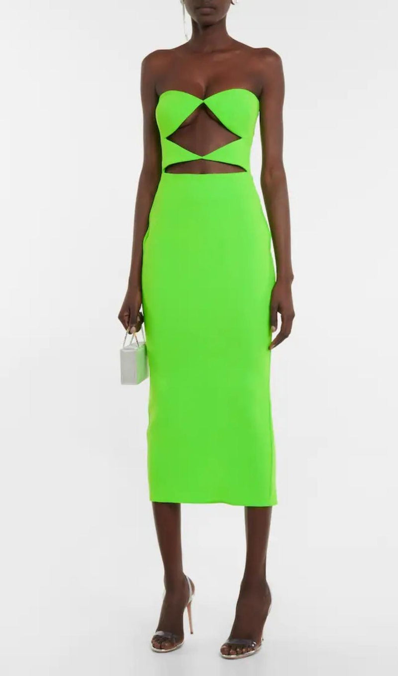 CUT OUT STRAPLESS MIDI DRESS