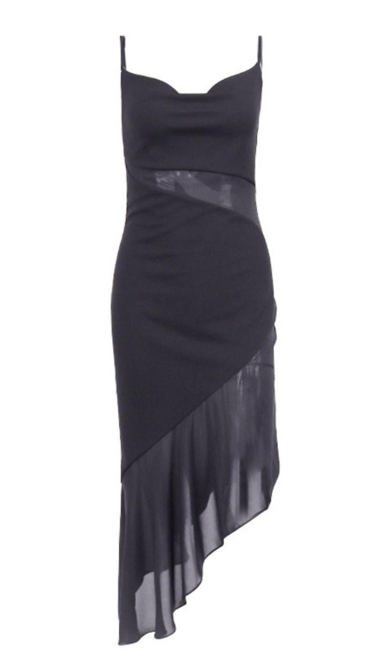 STRAP BODYCON MIDI DRESS IN BLACK