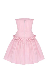 STRAPLESS RUFFLES SLEEVES MINI DRESS IN SOFT PINK