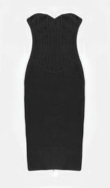 TUBE TOP TIGHT ZIPPER DRESS IN BLACK