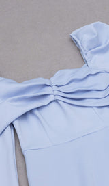 BOWKNOT BUBBLE SLEEVE DRESS IN BABY BLUE