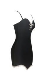 BANDAGE DIAMOND STRAPPY MINI DRESS IN BLACK