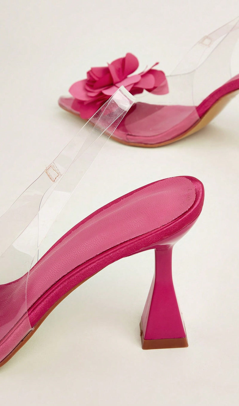 PINK FLOWER DECOR HEELS