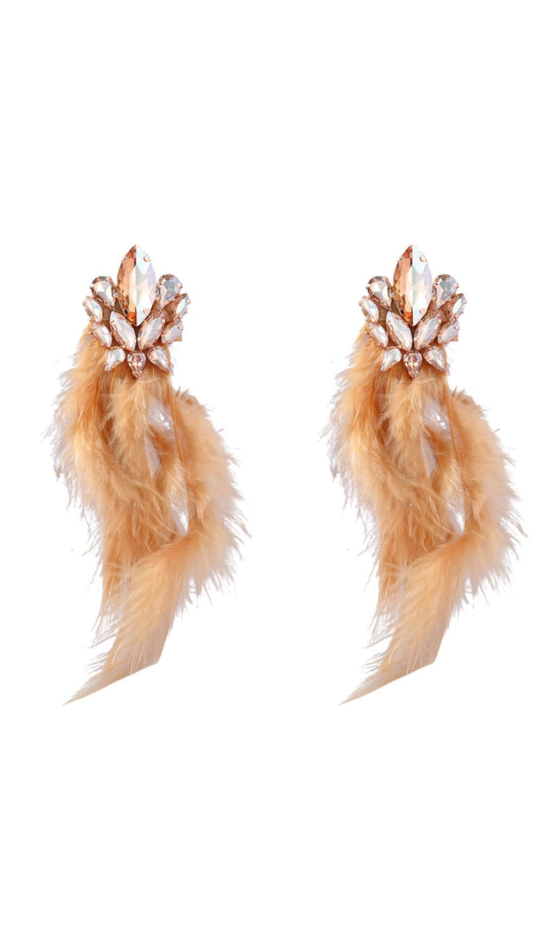 RHINESTONE FEATHER EARRINGS