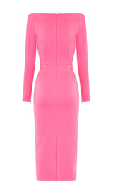 PINK BOW BANDAGE MIDI DRESS