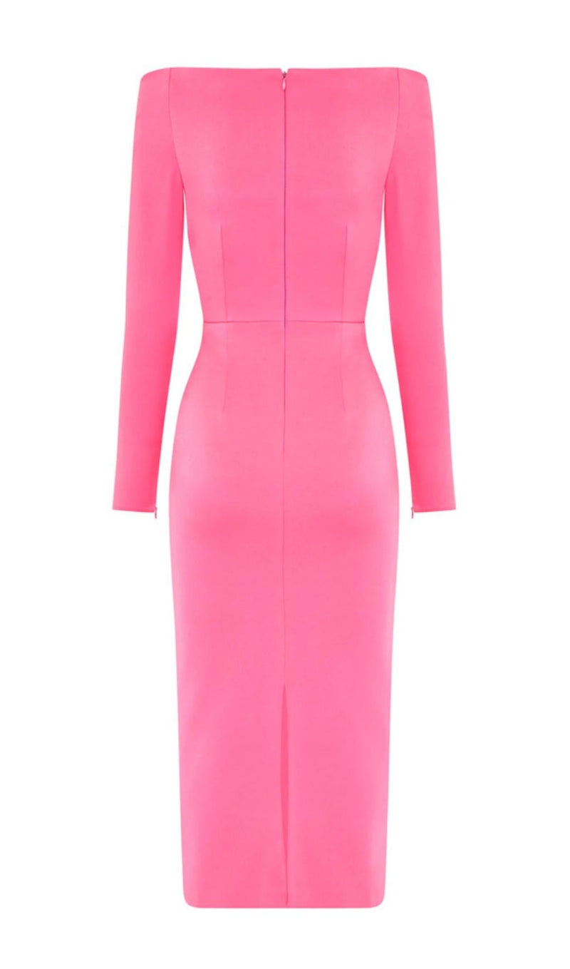 PINK BOW BANDAGE MIDI DRESS