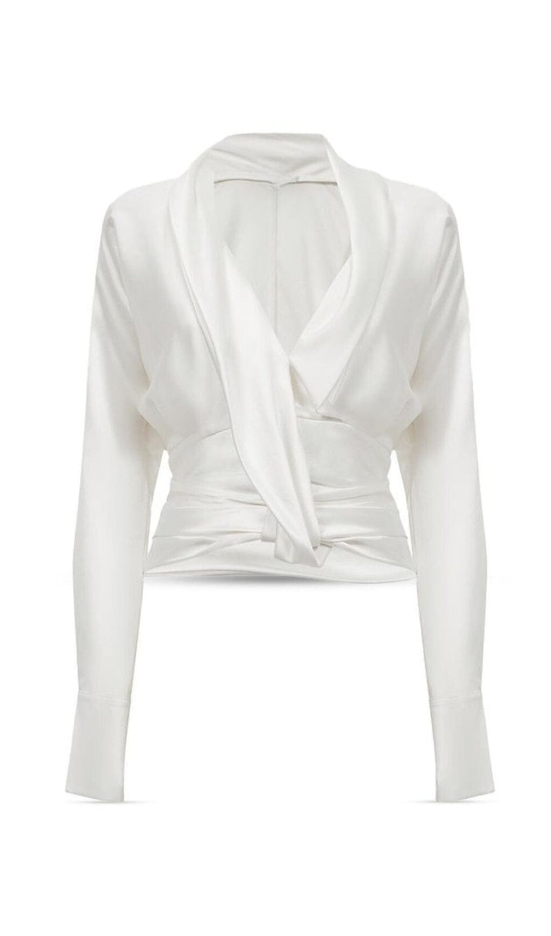 LAILA SILK DRAPE TUX BLOUSE