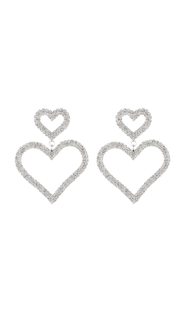 GOLD DIAMANTE HEART SHAPE DROP EARRINGS