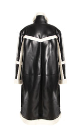 PATCHWORK FAUX FUR LEATHER COAT