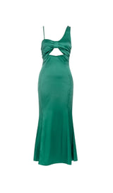 GREEN SATIN MAXI DRESS