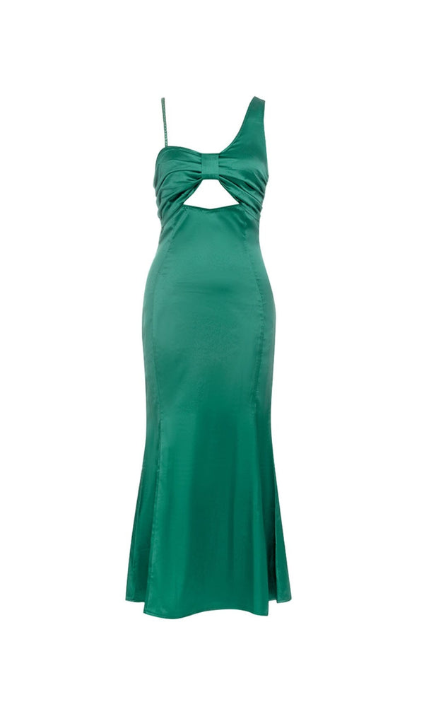 GREEN SATIN MAXI DRESS