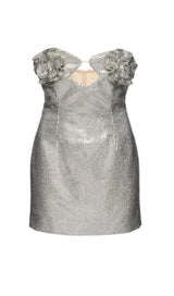 SILVER CRYSTAL-EMBELLISHED MINI DRESS