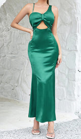 GREEN SATIN MAXI DRESS