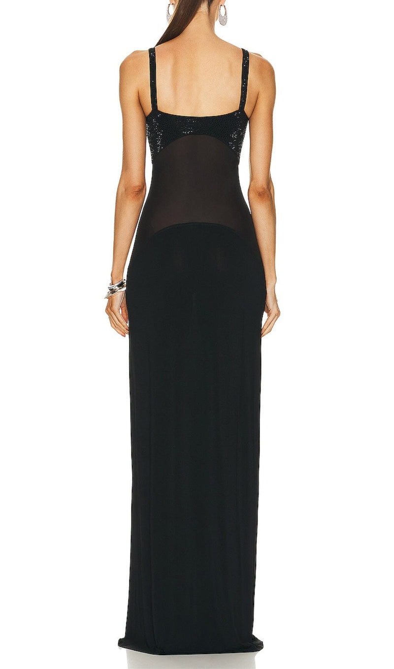 BLACK CRYSTAL EMBELLISHMENT SUSPENDER TILDE GOWN