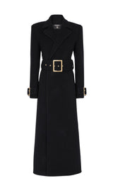 BLACK LONG COAT WITH BELT