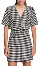 CHARLOTTE LAYERED HOUNDSTOOTH TWEED DRESS