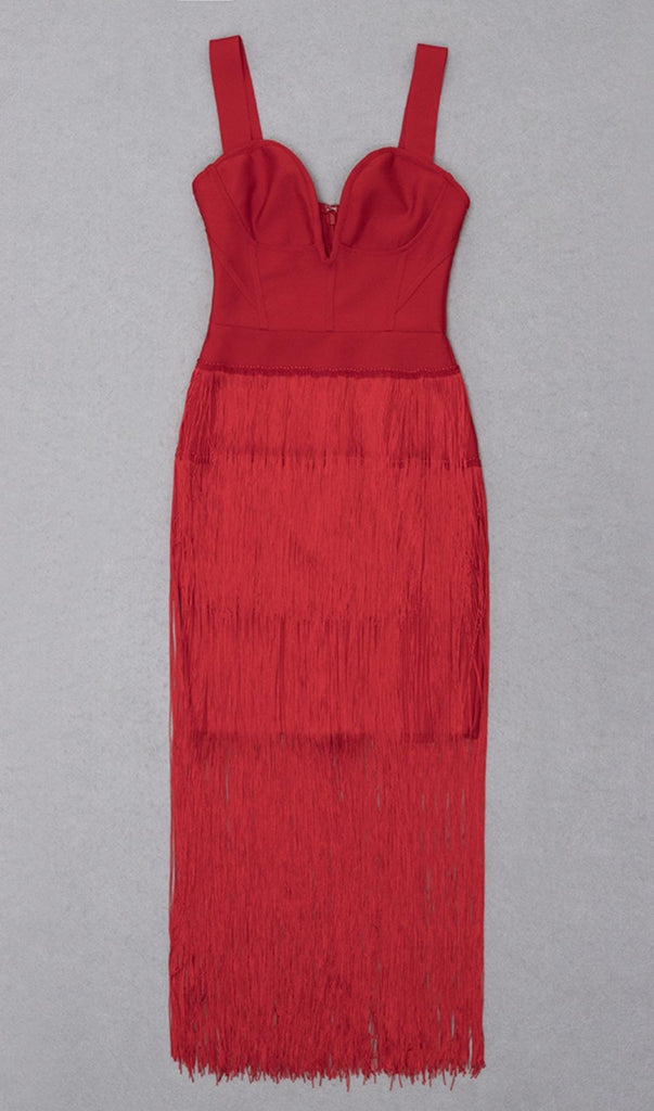 TASSEL MAXI DRESS IN RED
