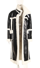 PATCHWORK FAUX FUR LEATHER COAT