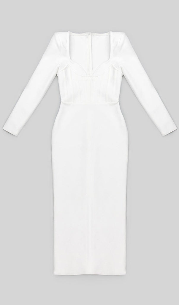 LONG SLEEVE TUBE TOP DRESS IN WHITE