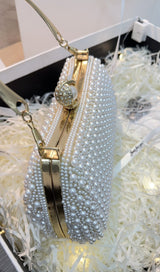 RHINESTONE PEARL BEADED CLUTCH