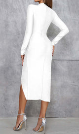 FISHBONE SLIT BANDAGE MIDI DRESS