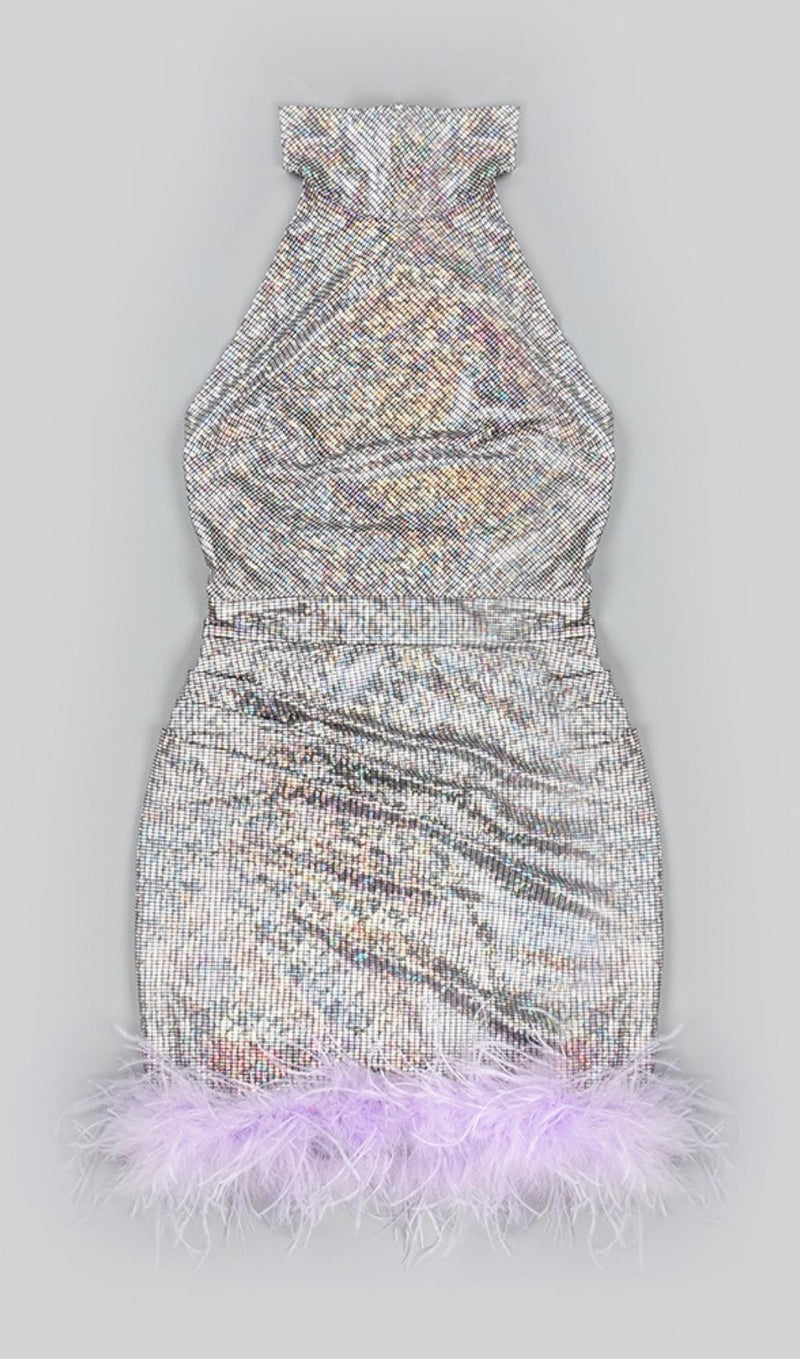 SEQUIN BACKLESS MINI DRESS IN SILVER