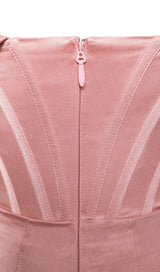 WILEY BLUSH PINK SATIN OFF SHOULDER CORSET DRESS