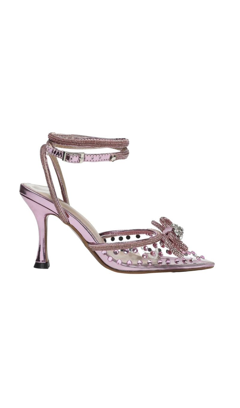 BOW EMBELLISHED HEELS IN PINK